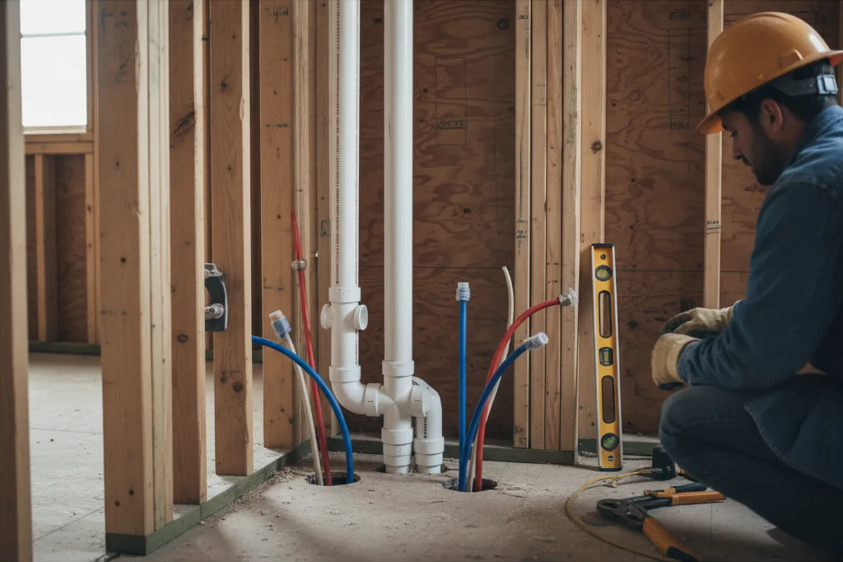 Drain and supply rough-in during Garbage Disposal Repair in San Luis Obispo